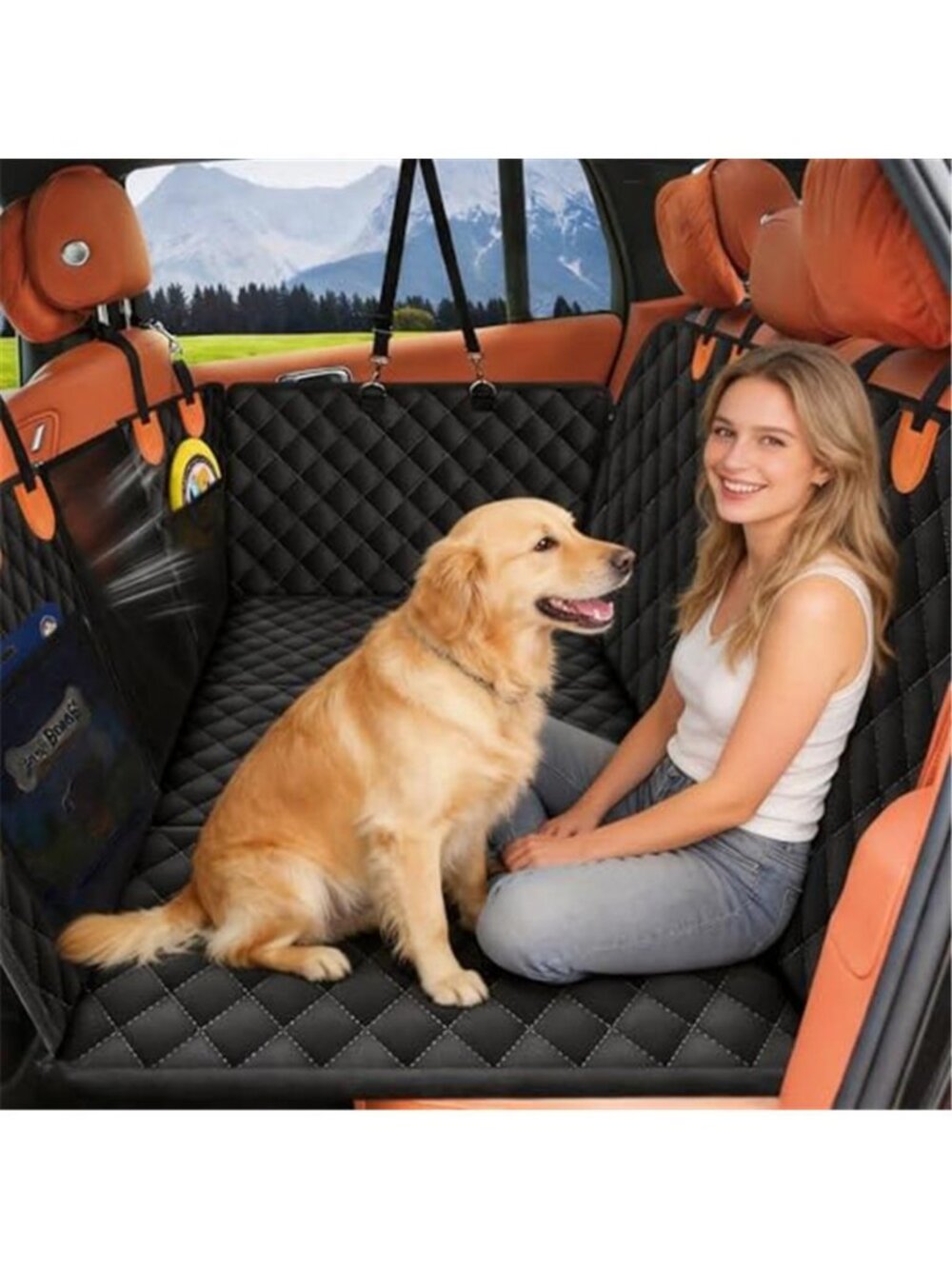 Back Seat Extender for Dogs, Holds 450 lbs, Hard Bottom Waterproof Dog Car Seat